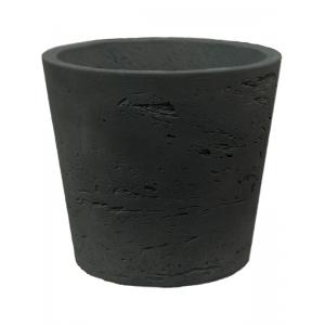 Pot Rough Mini Bucket S Black Washed Fiberclay 14x12 cm zwarte ronde bloempot
